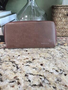 Rosetti Brown Zip-Around Vegan Leather Wallet